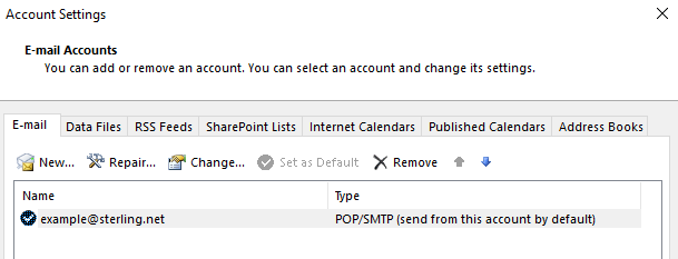 Account Settings E-mail tab