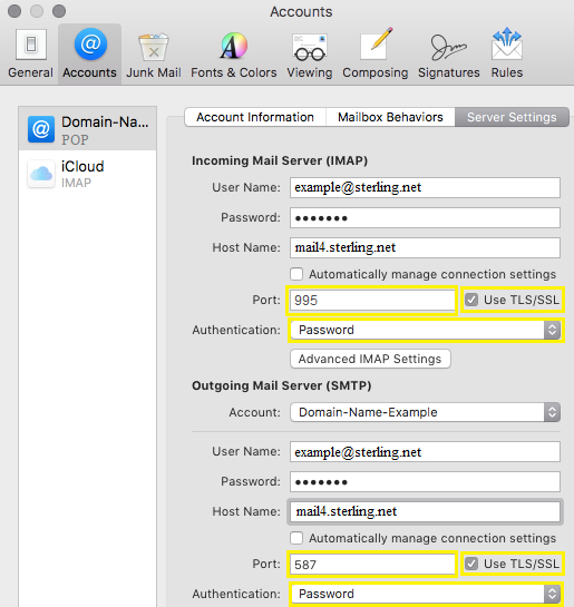 Mac Mail POP Server Settings