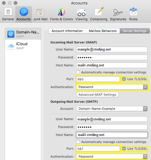 Mac Mail IMAP Server Settings