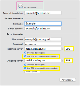 Outlook Mac IMAP settings
