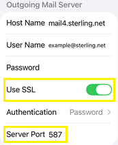 iPhone IMAP SMTP settings