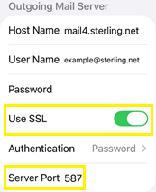 iPhone POP SMTP settings